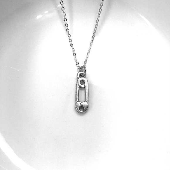 Miniature Safety Pin Charm Necklace - Picture 2 of 2